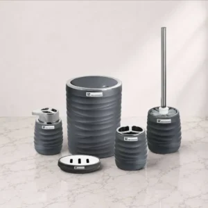 ست سرویس بهداشتی 5 پارچه طوسی پررنگ پیکسل