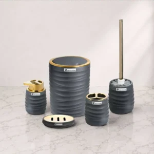 ست سرویس بهداشتی 5 پارچه طوسی پررنگ پیکسل