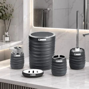 ست سرویس بهداشتی 5 پارچه طوسی پررنگ پیکسل